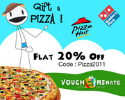 20% off at Pizza Hut & Dominos gift vouchers in India with vouchersmat