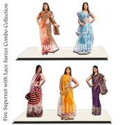 Five Super Net With Lace Saree Combo Collection