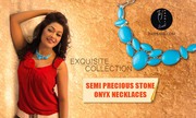 Semi Precious Stone Onyx Necklace from online Store Taj Pearl