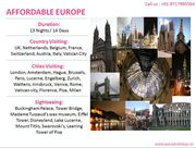 Affordable Holiday Tour Packages for Europe 2015 from Delhi India