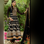 Gorgeous Black Georgette Semi-Stitched Anarkali Suit