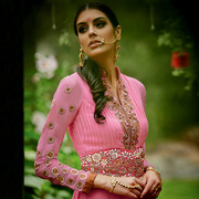 Sublime Pink Georgette Semi-Stitched Anarkali Suit