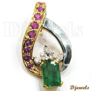 Djewels - Natural Ruby Pendant with Emerald