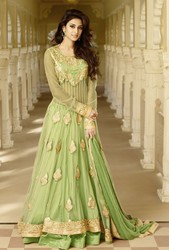 Pastel Green Net and Art Silk Abaya Style Designer Anarkali Suit