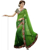 Net Green Resham Work Party Wear Saree