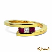 Amusing Diamond Ring with Natural Ruby  for New Year