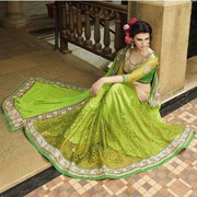Stylish Parrot Green Designer Saree