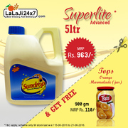 Buy Sundrop Superlite Oil 5 Ltr & Get Tops Orange Marmalade Free 