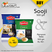 Buy 500gm Agropure (Sooji) & Get Agropure Dalia 500gm Free