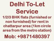 1/2/3 bhk flat for rent in chattarpur 9871480397
