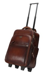 Lightweight Brune Trolley Bag - 100% Leather