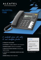  Alcatel T-56 Black- Corded Landline Phone 