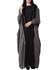 Designer Abaya with lace work and attached hood.