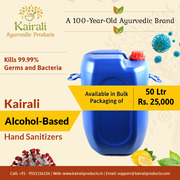 Kairali Hand Sanitizer: Available in bulk packaging of 50 Ltr